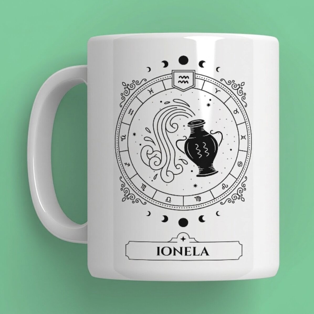 Personalisierte Tasse mit Namen und Sternzeichen – Wassermann