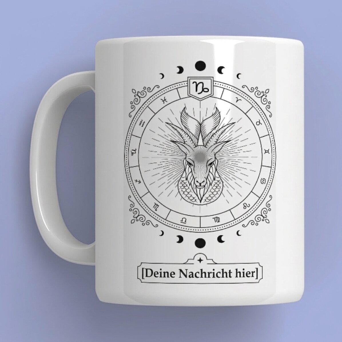 Personalisierte Tasse mit Namen und Sternzeichen – Steinbock