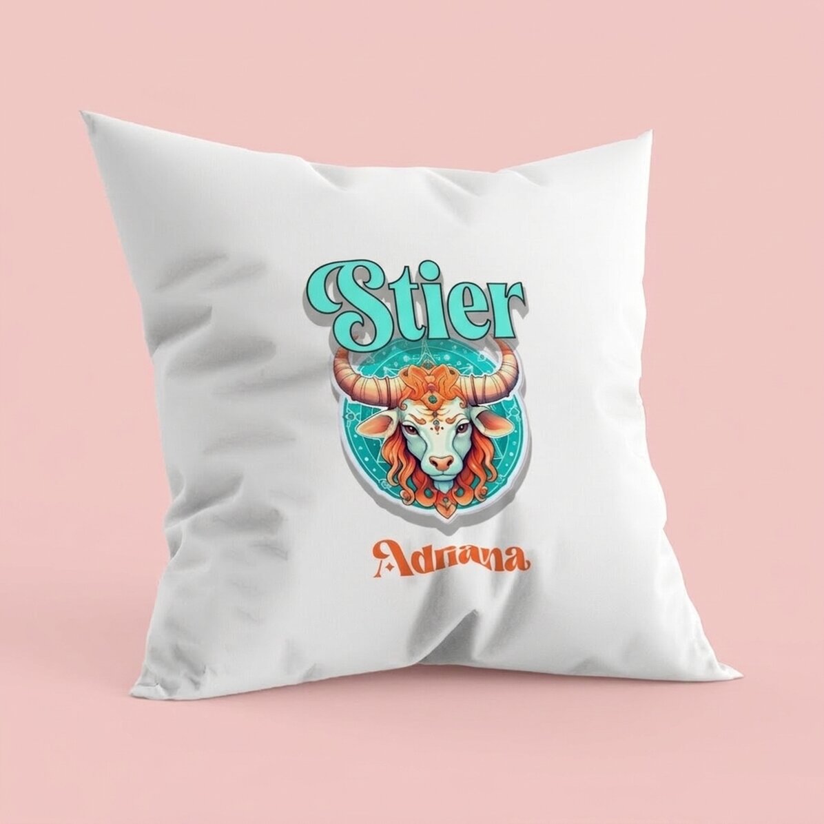 Personalisiertes Kissen mit Namen und Sternzeichen – Stier