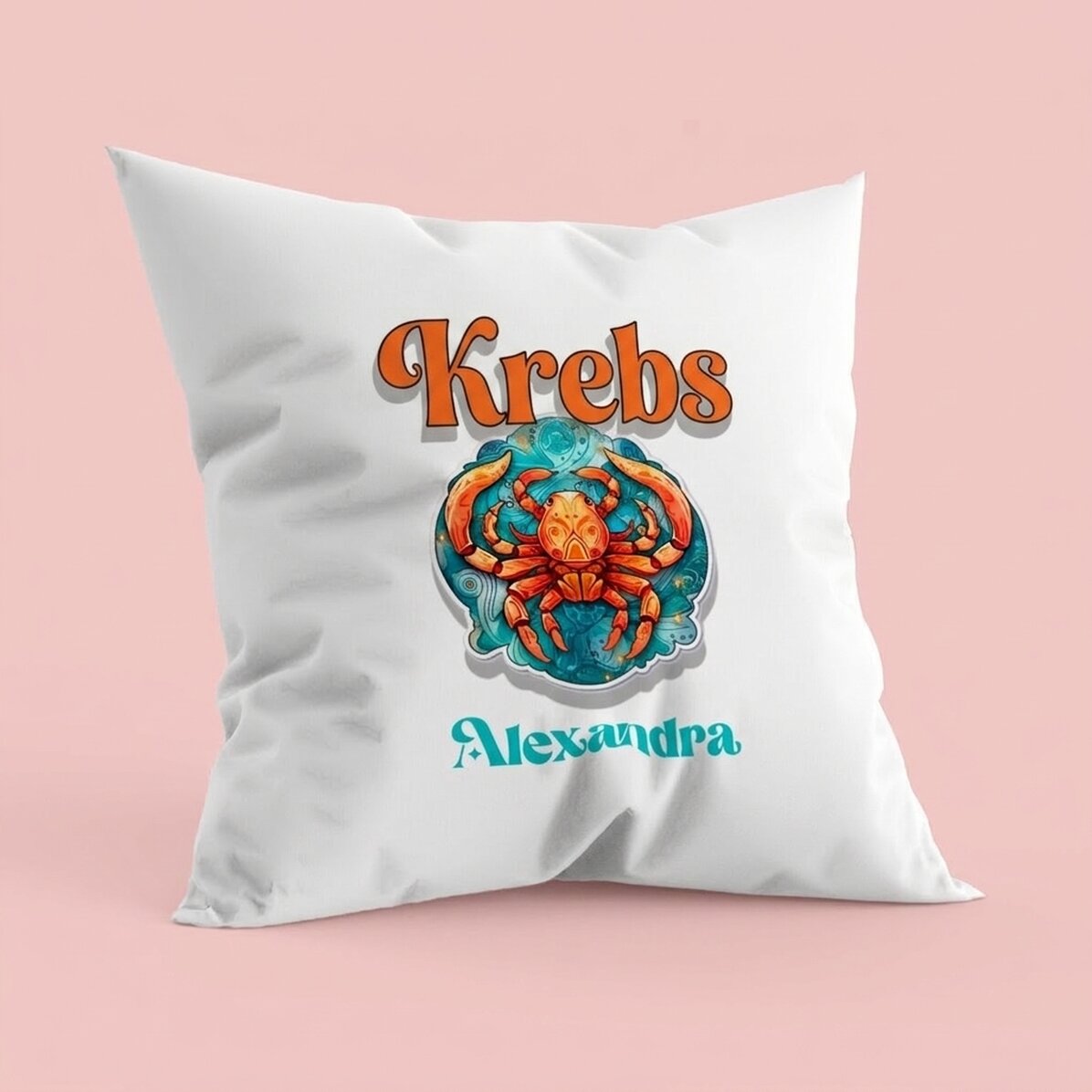 Personalisiertes Kissen mit Namen und Sternzeichen – Krebs