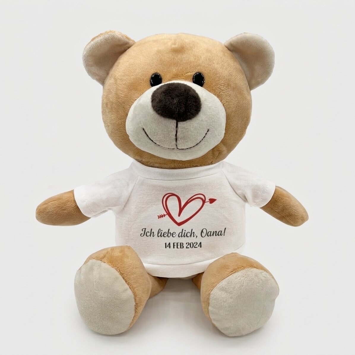 Plus personalisierter Teddybär mit der Aufschrift „Ich liebe dich“