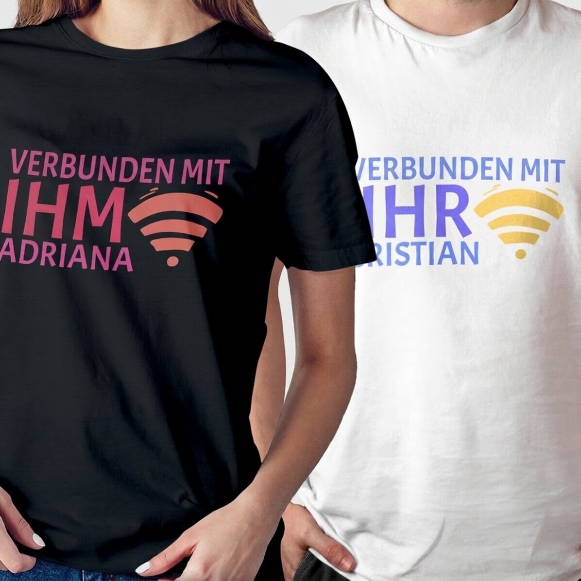 Personalisiertes Baumwoll-T-Shirt mit Aufdruck – Connected to