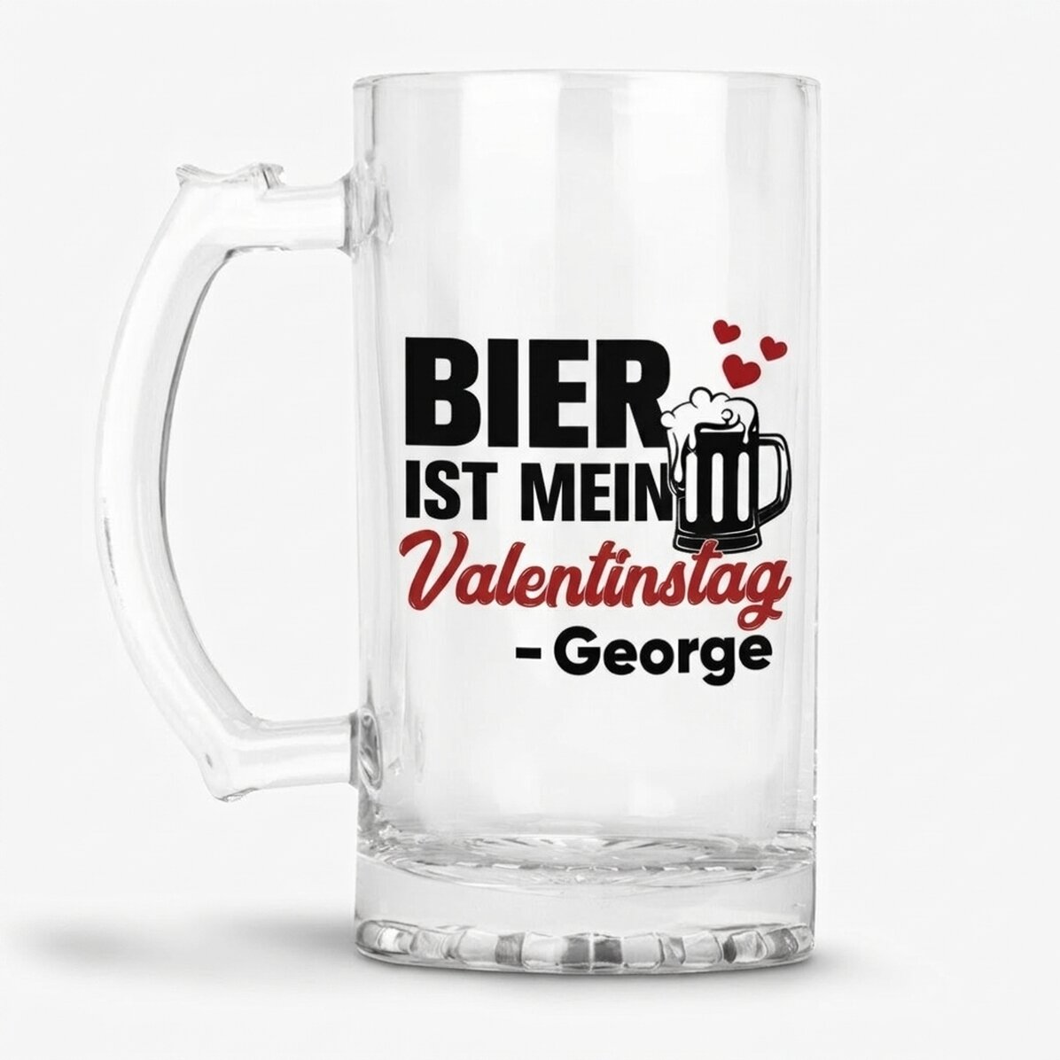 Personalisierter Bierkrug mit Aufdruck – „Beer is my Valentine“