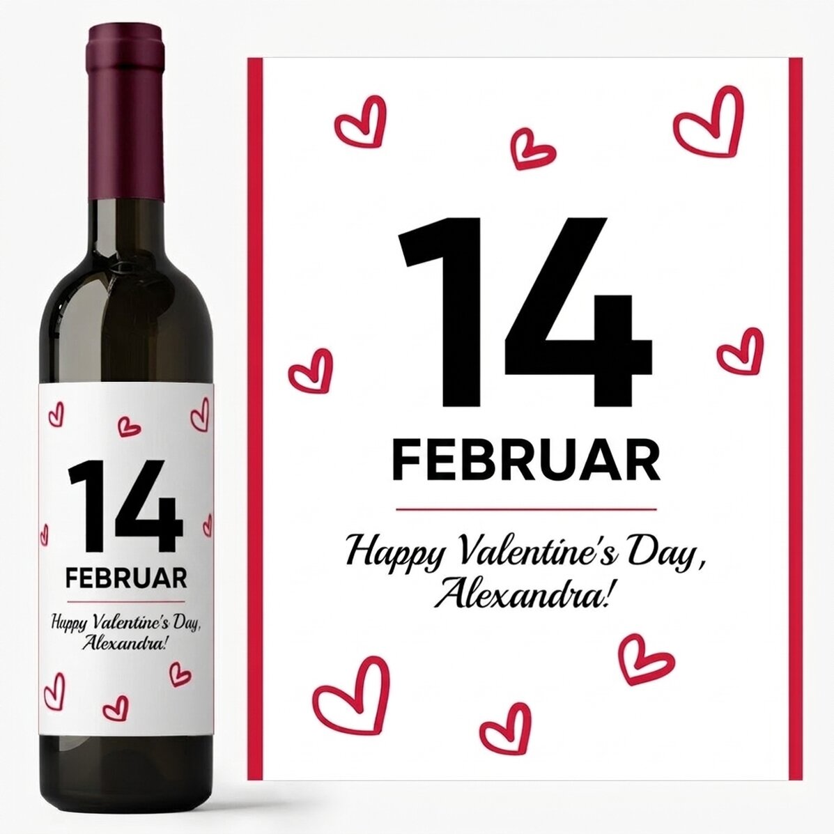 Wein mit individueller Beschriftung – Hearts