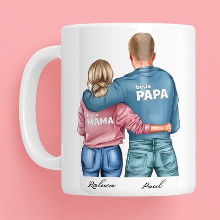Personalisierte Tasse mit Namen – Mom & Dad