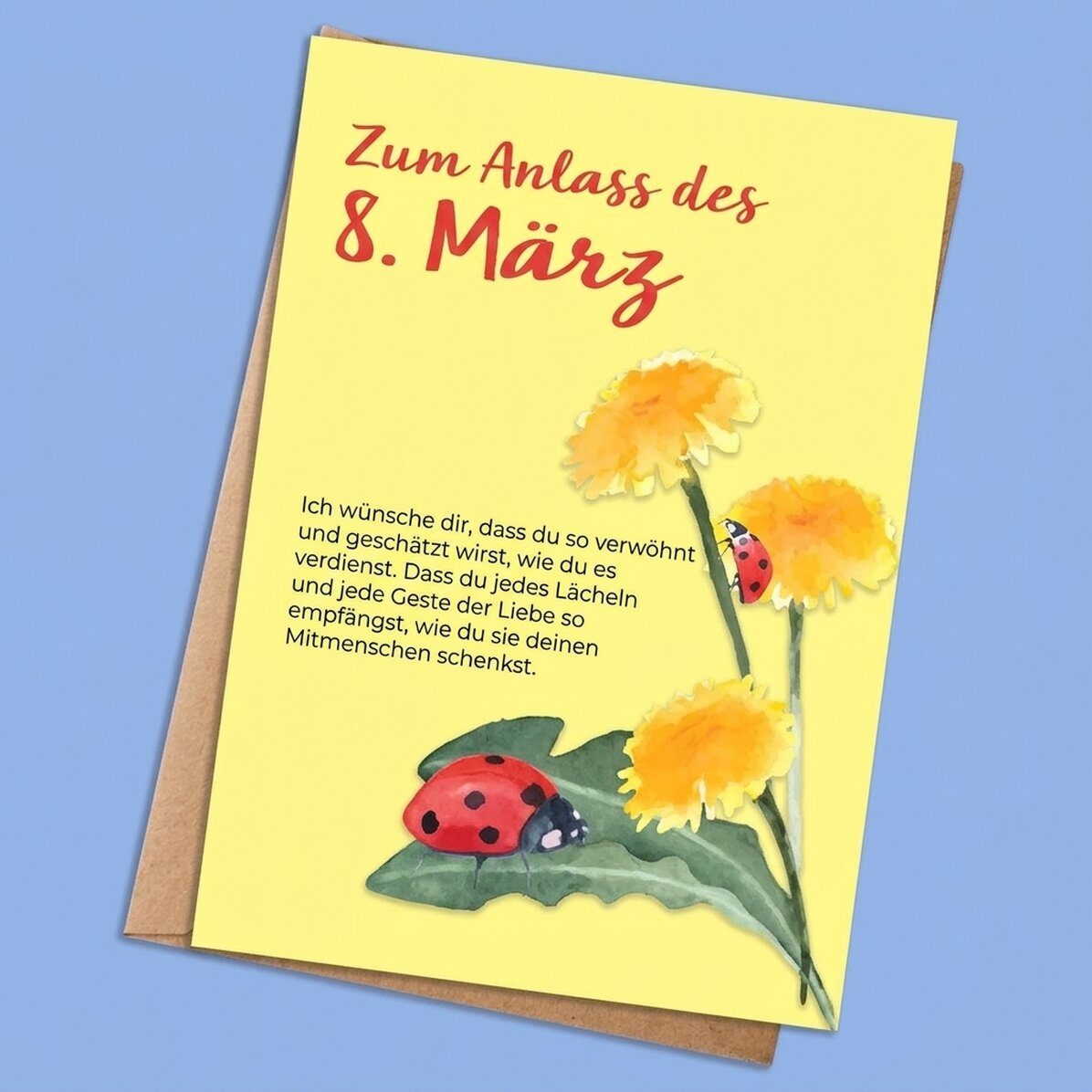 Personalisierte Karte mit Text – Marienkäfer