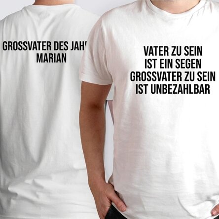 Personalisiertes Baumwoll-T-Shirt mit Aufdruck auf Vorder- und Rückseite