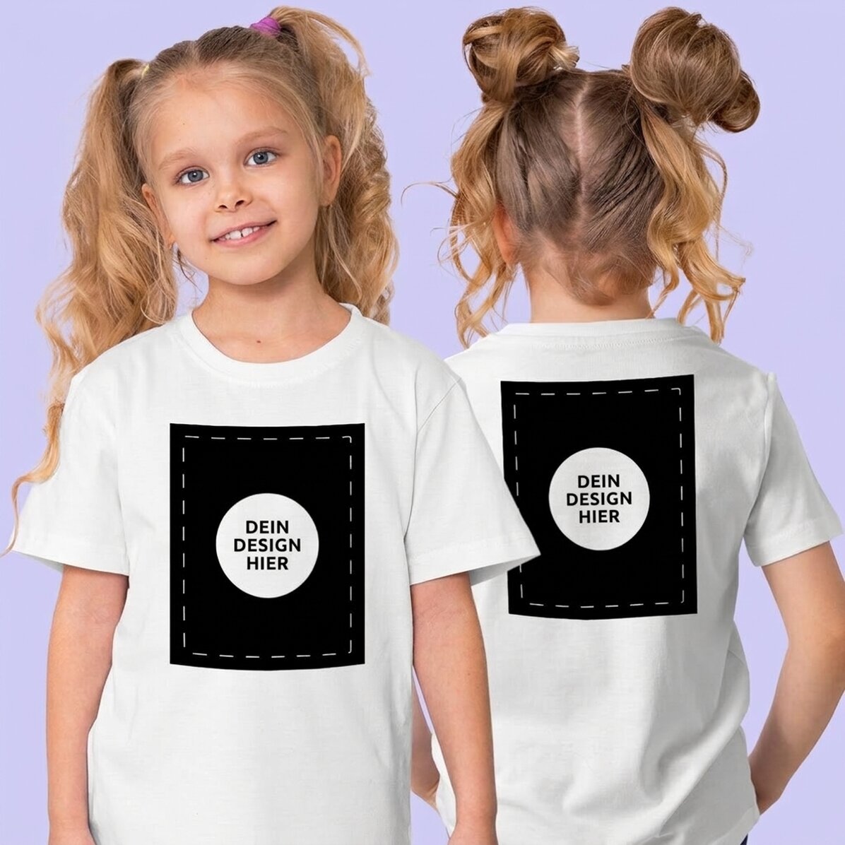 Personalisiertes Baumwoll-T-Shirt für Mädchen – Rückseite mit deinem Motiv