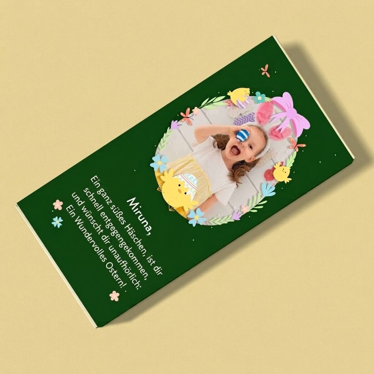 Personalisierte Schokolade mit Text und Foto – Wunderschöne Ostern
