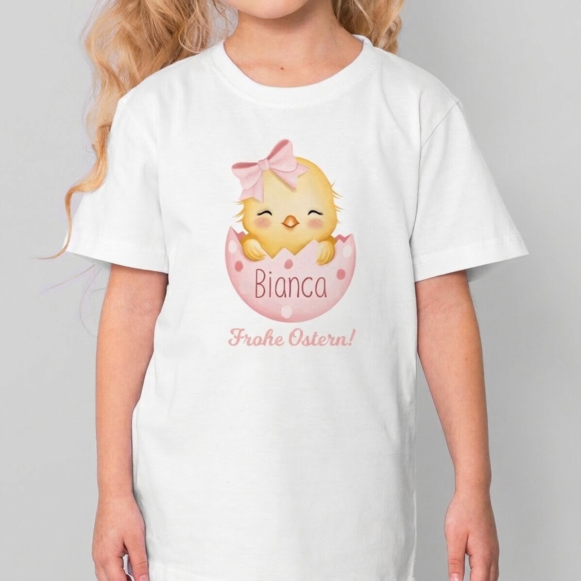 Personalisiertes Baumwoll-T-Shirt für Kinder mit Aufdruck – Osterküken