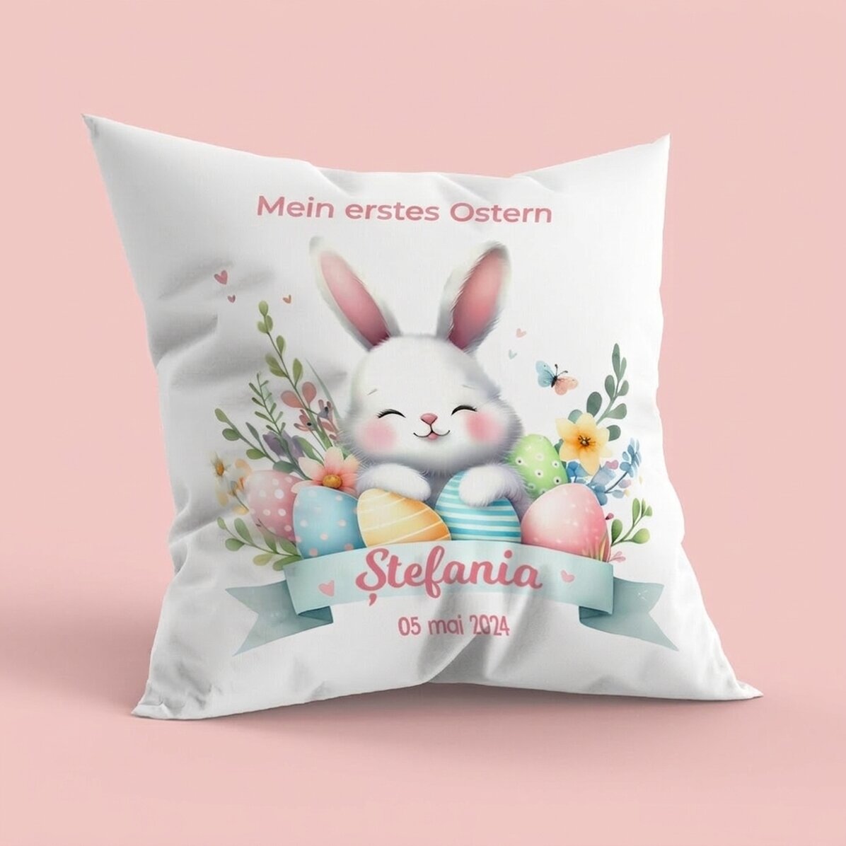 Personalisiertes Kissen mit Aufdruck – Mein erstes Osterfest