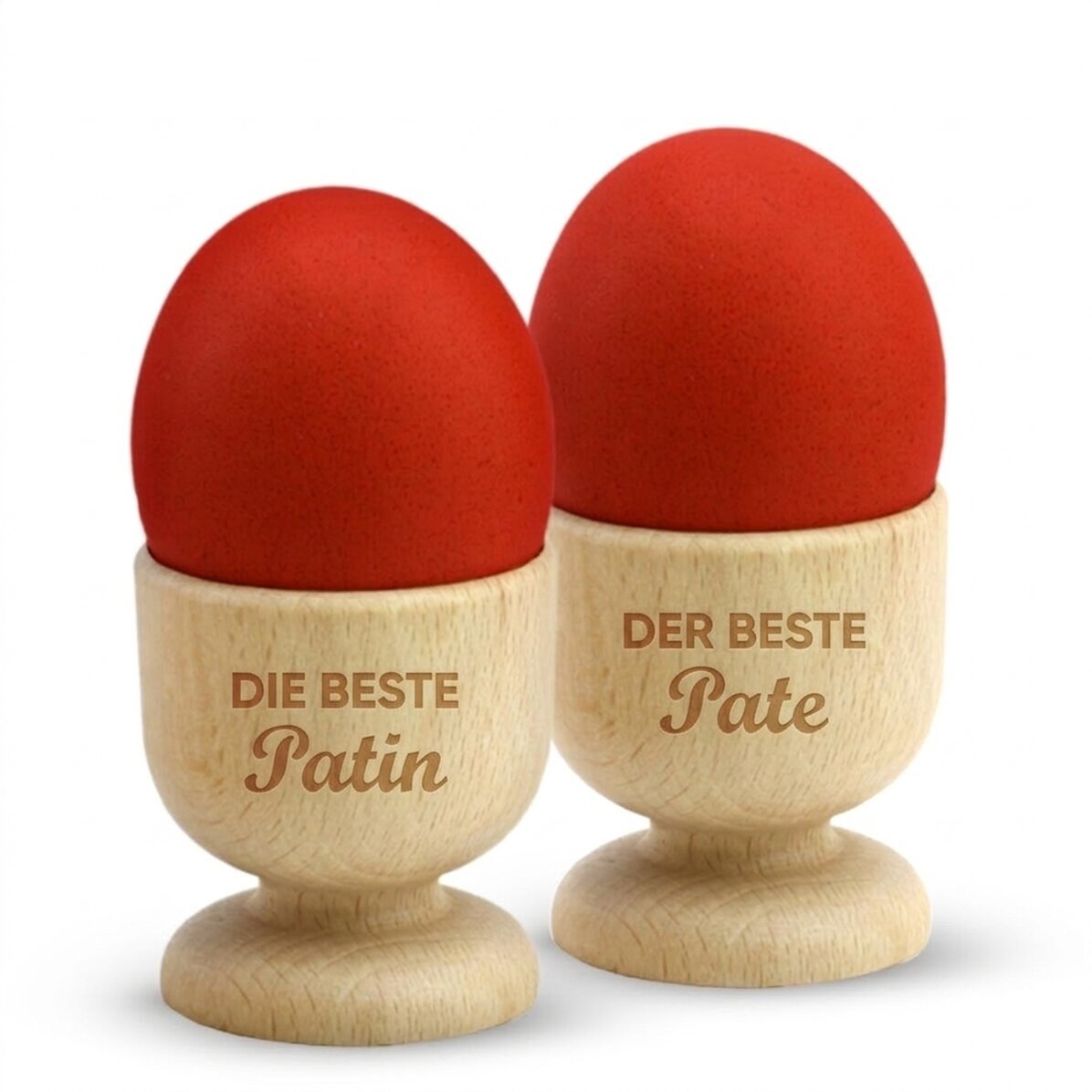 Individuell gestaltete Eierhalter mit 2 Textzeilen