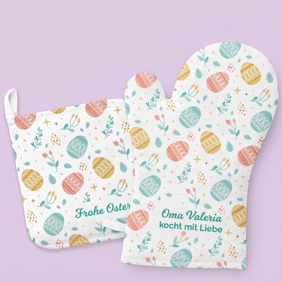 Individuelles Set – Topflappen und Topfhalter – Frohe Ostern