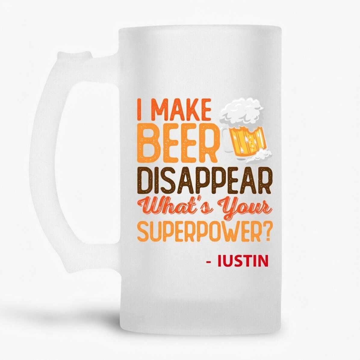 Personalisierter Bierkrug mit Namen – Superpower