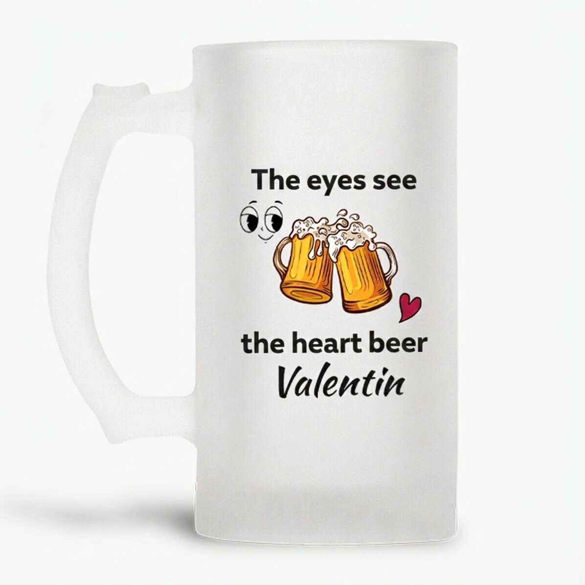 Personalisierter Bierkrug mit Text – „Die Augen sehen“