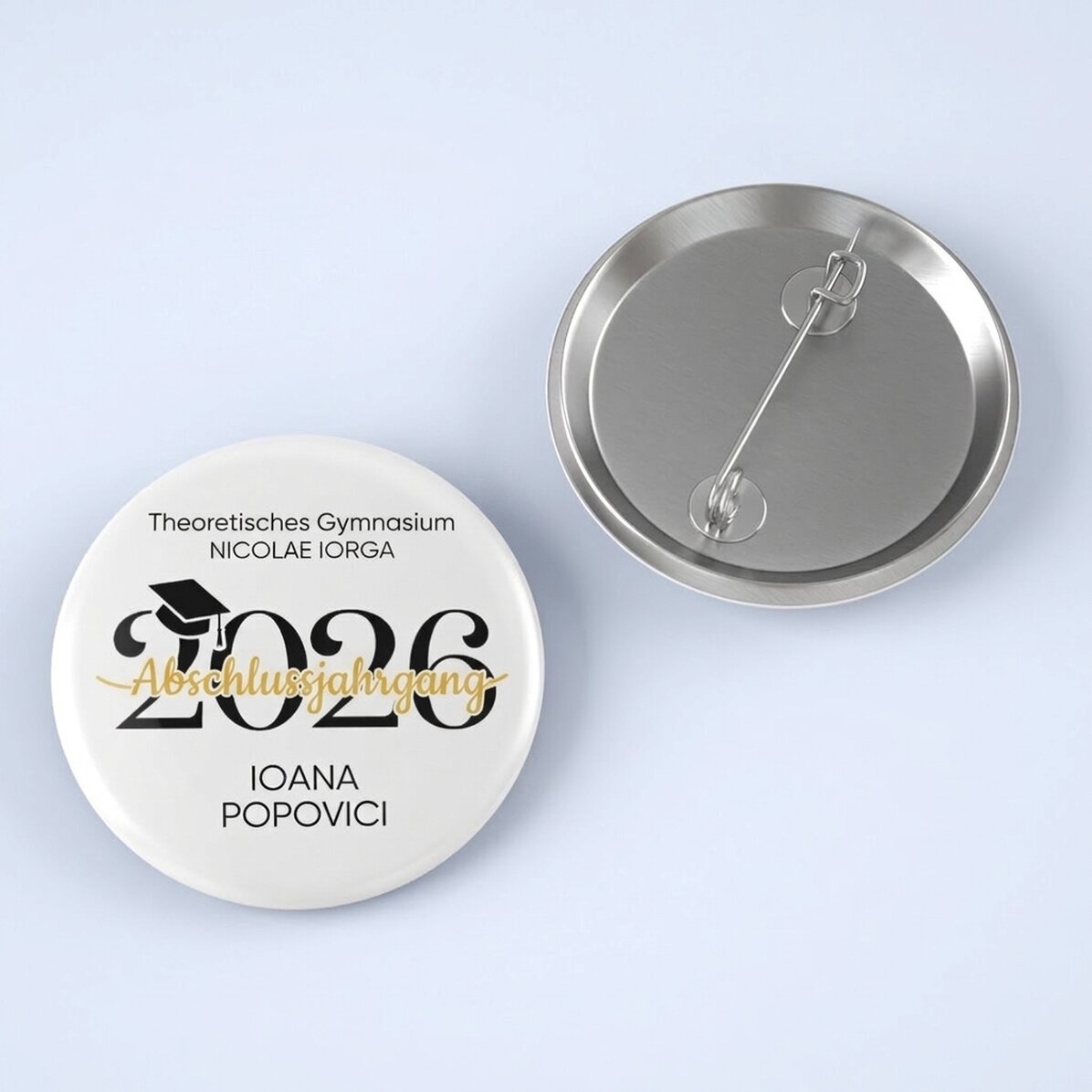 Personalisiertes Button mit Text – Abschluss