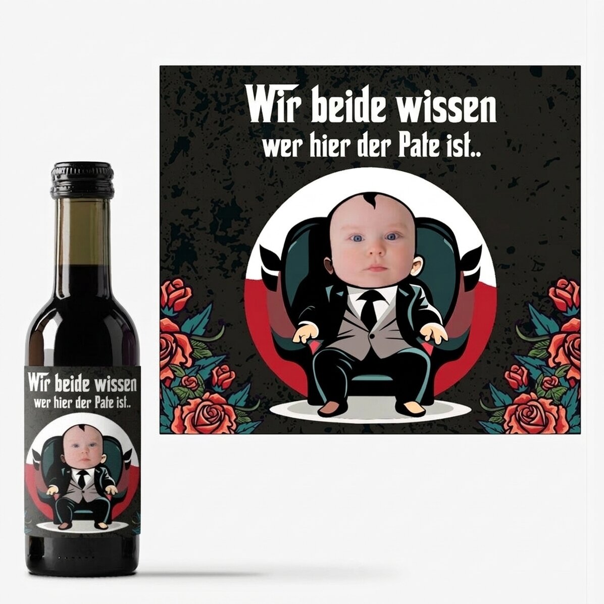 Personalisierte Mini-Weinflasche – Anfrage für die Paten