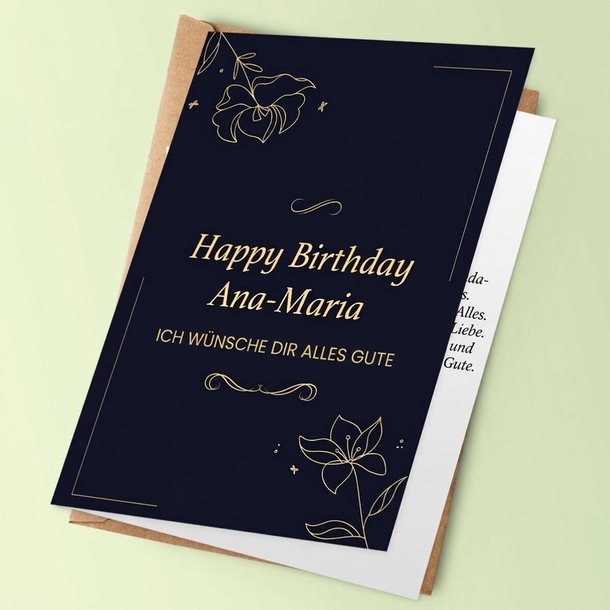 Personalisierte Grußkarte mit Text – Elegance