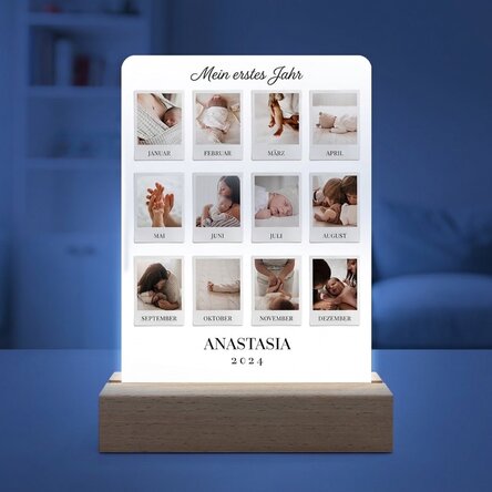 Individuell gestaltete LED-Nachtlampe mit 12 Fotos – My First Year