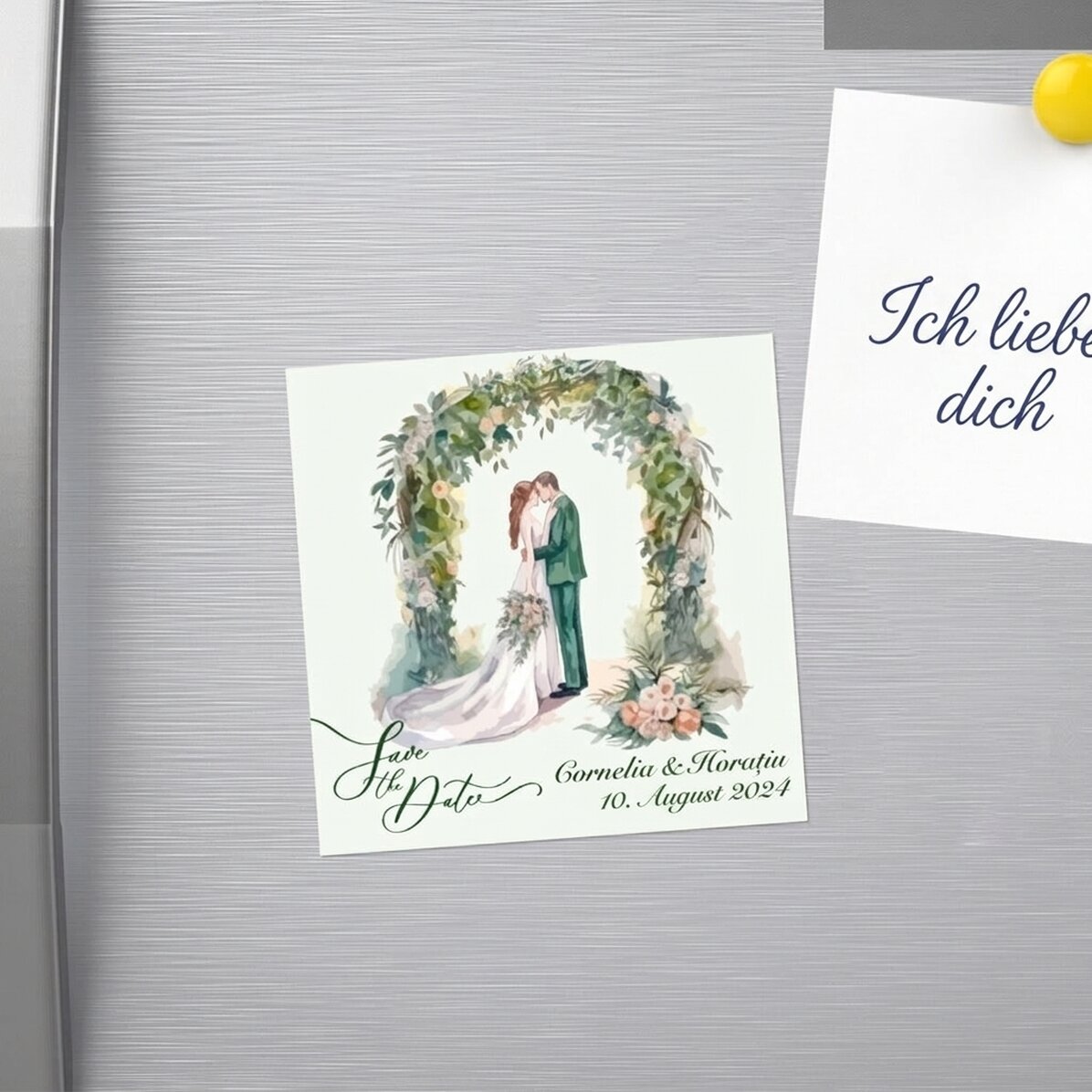 Individuell gestalteter Magnet 10x10 mit Text – Save the date