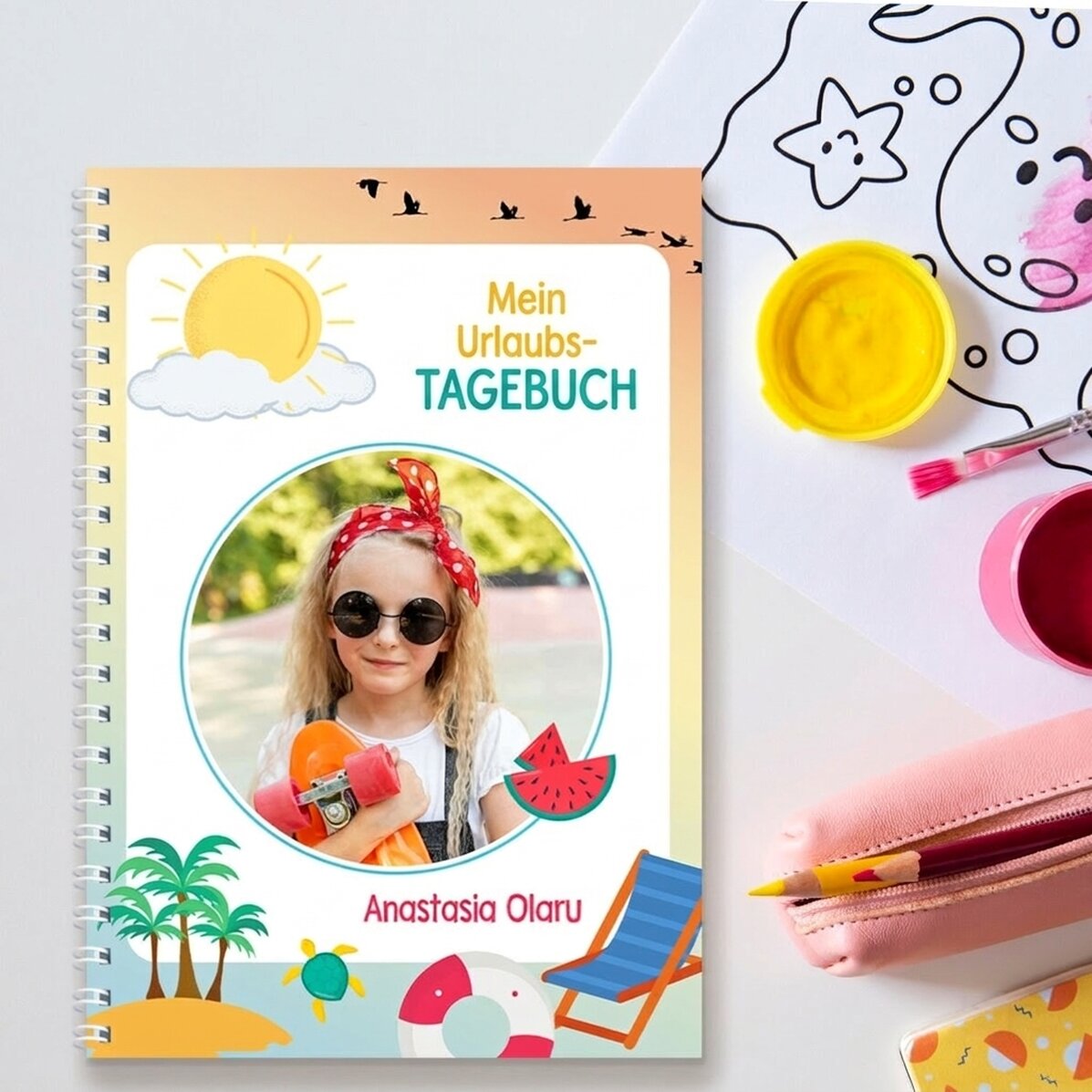 Personalisiertes Notizbuch mit Foto und Text – Urlaubstagebuch