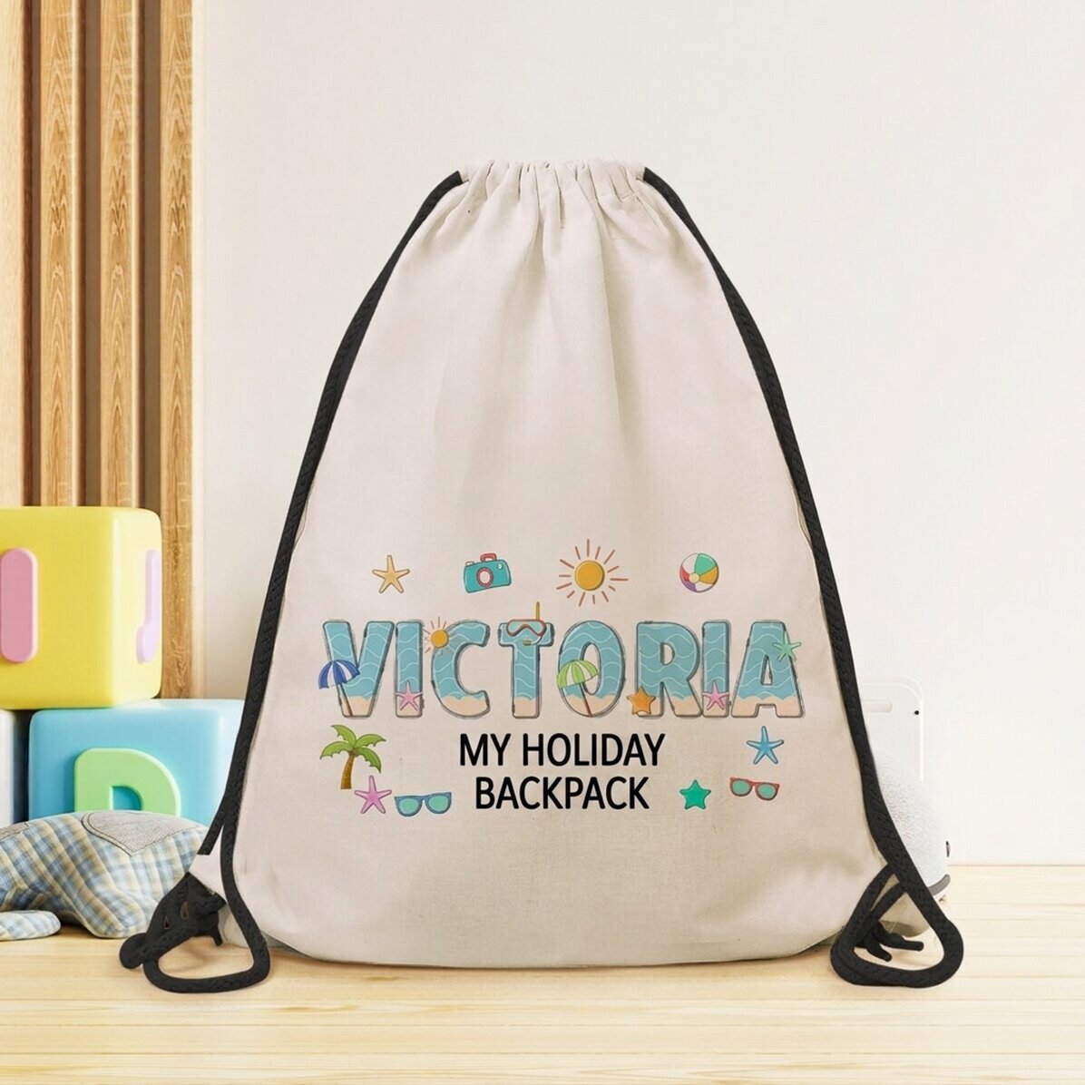 Personalisierter Rucksack mit Namen und Botschaft – Sommerferien