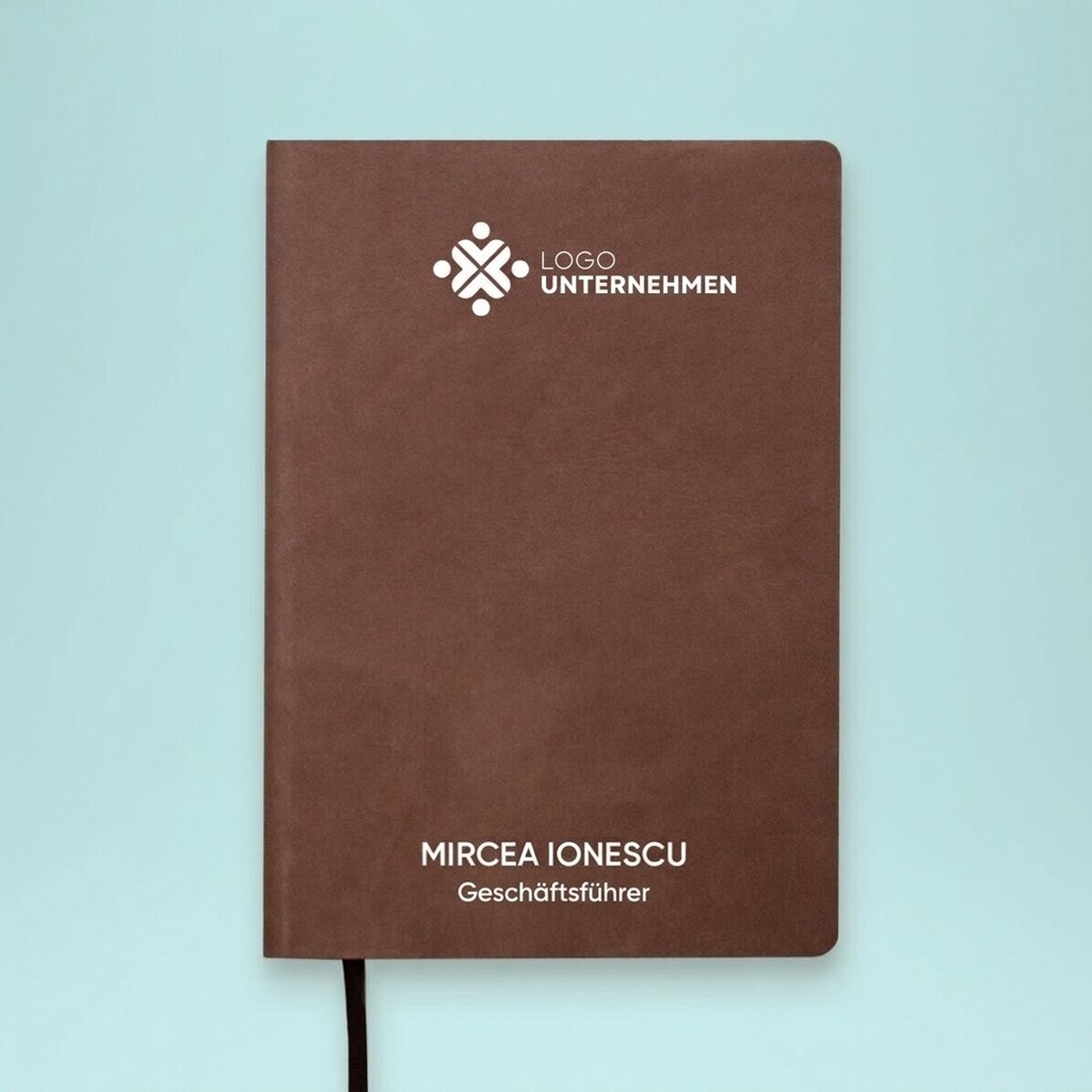 Personalisierter, farbiger Leder-Terminkalender mit Logo und Namen
