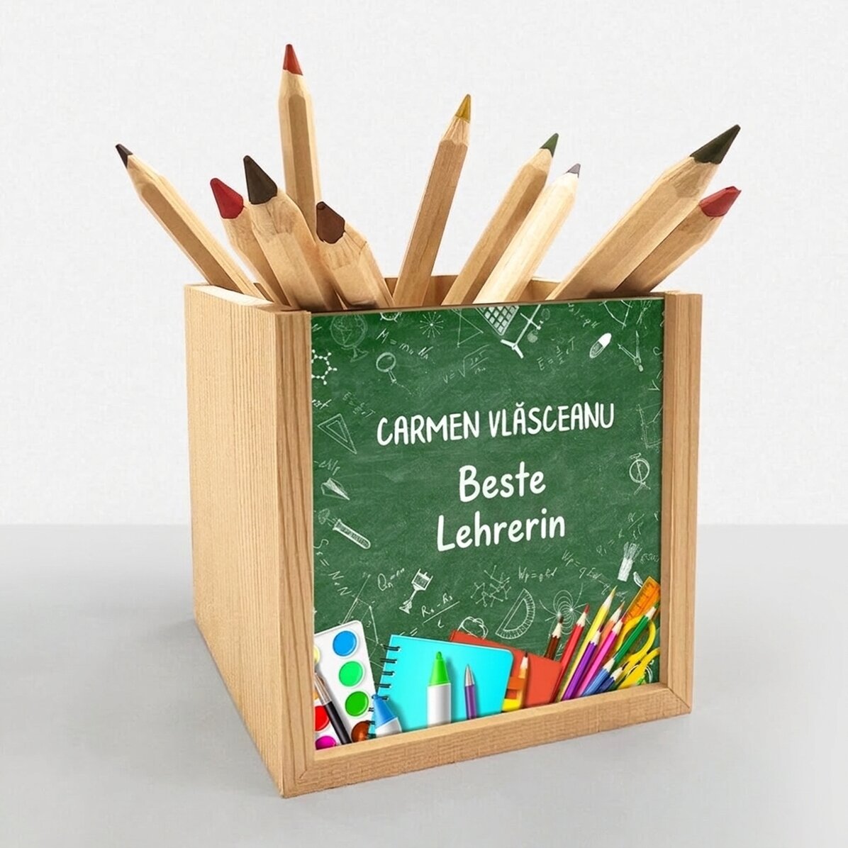 Personalisierter Stifthalter mit Text – „Teacher“