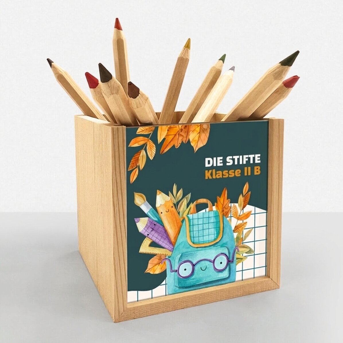 Individuell gestalteter Stifthalter mit Text