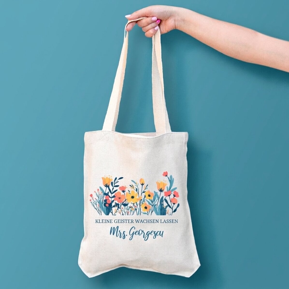 Individuell gestaltete Tragetasche mit Aufdruck – Blumen