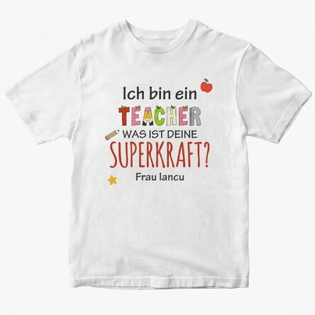 Personalisiertes Baumwoll-T-Shirt mit Aufdruck – Superpower