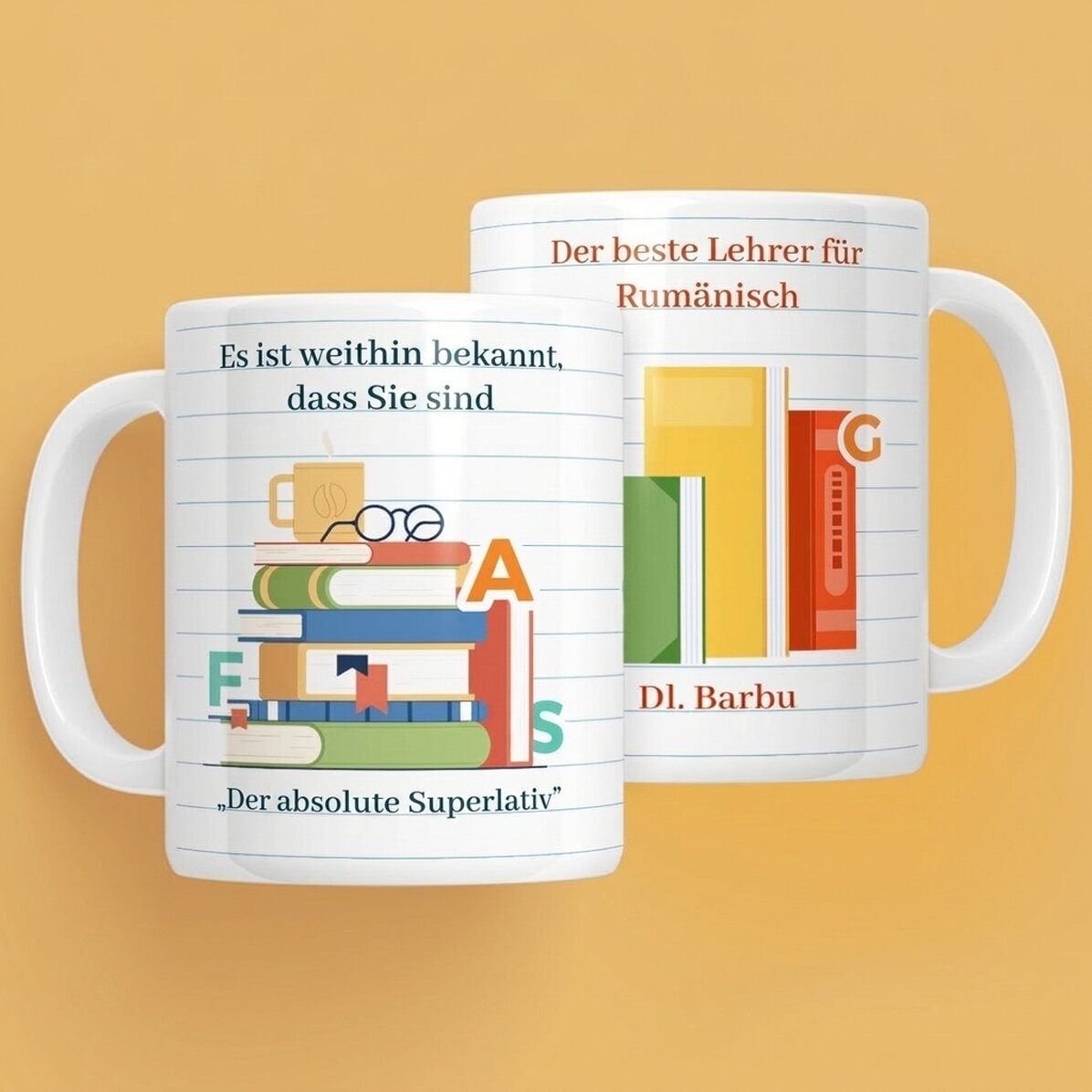 Personalisierte Tasse mit Botschaft – Rumänischlehrer