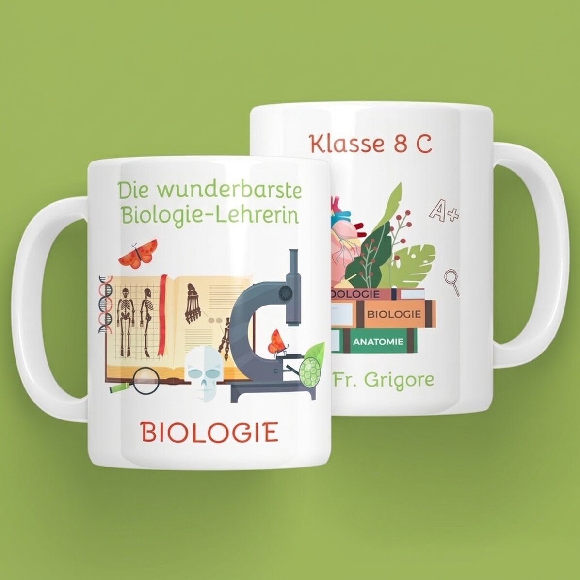 Personalisierte Tasse mit Aufschrift – Biologielehrer