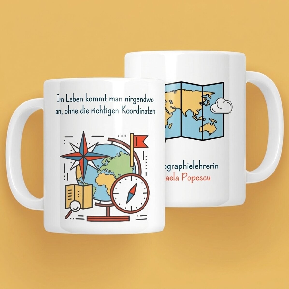 Personalisierte Tasse mit Botschaft – Geografielehrerin