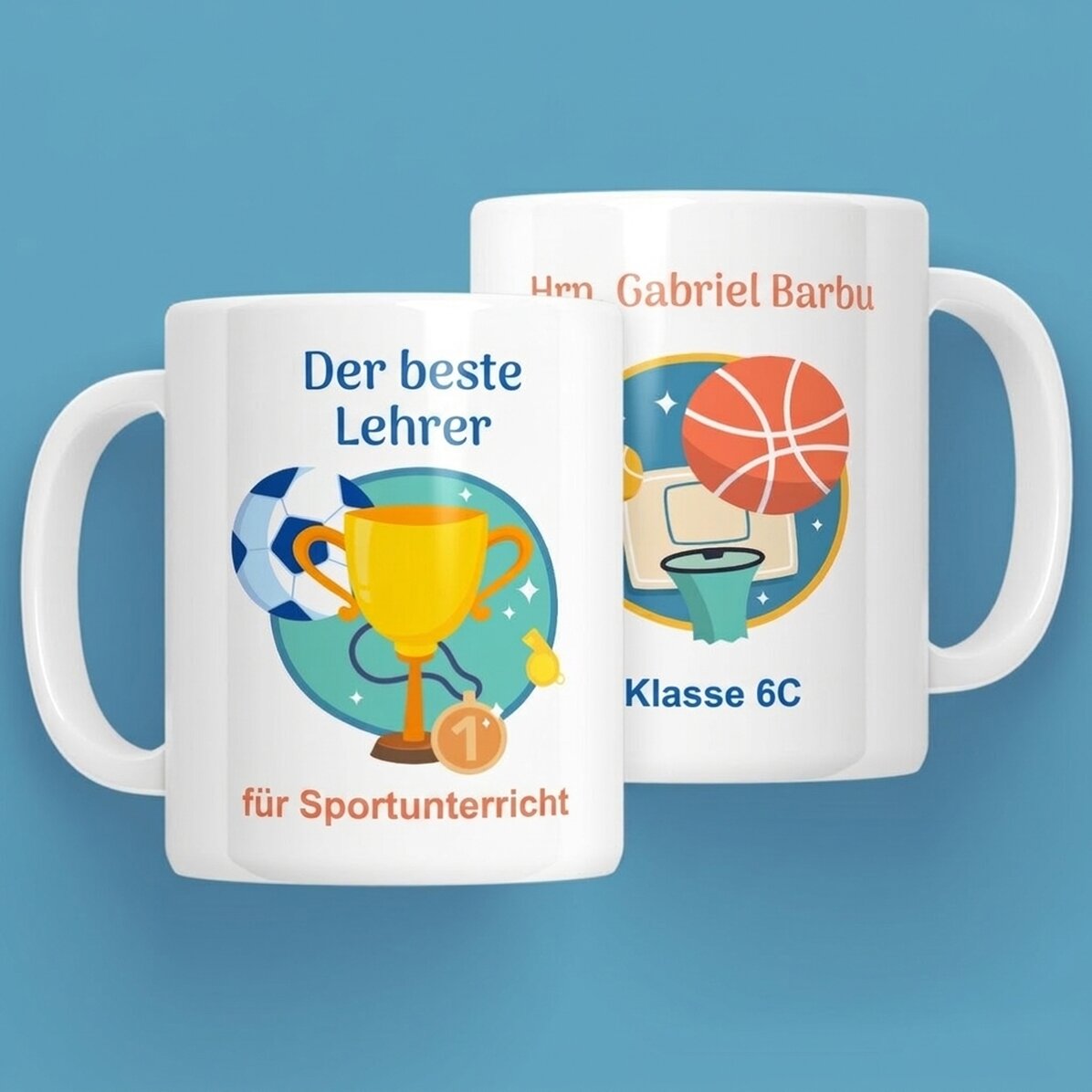 Personalisierte Tasse mit Botschaft – Sportlehrer