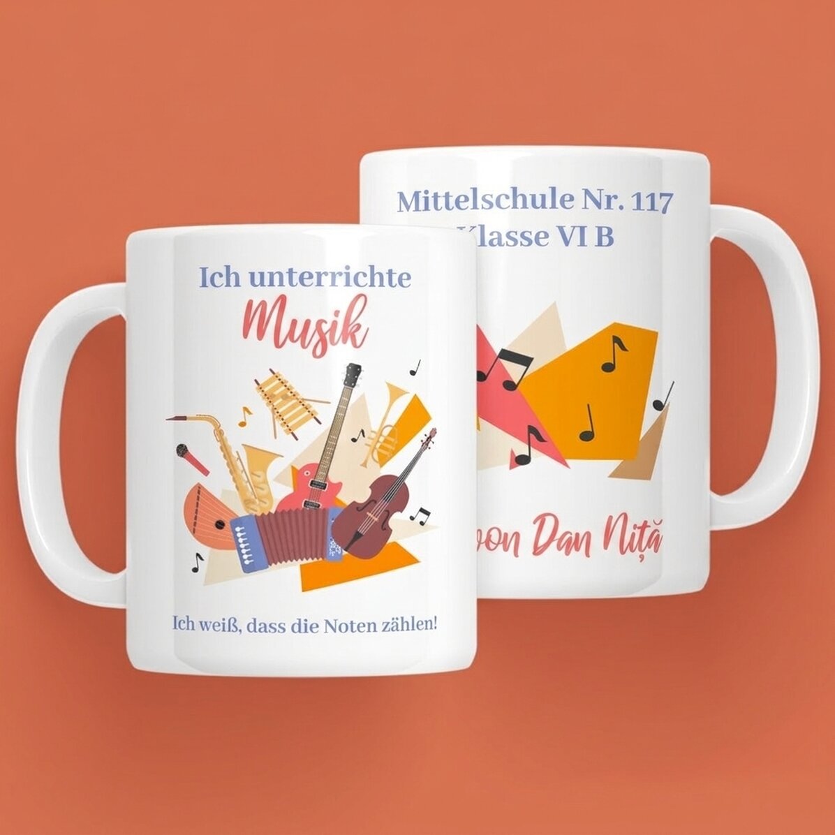 Personalisierte Tasse mit Botschaft – Musiklehrer