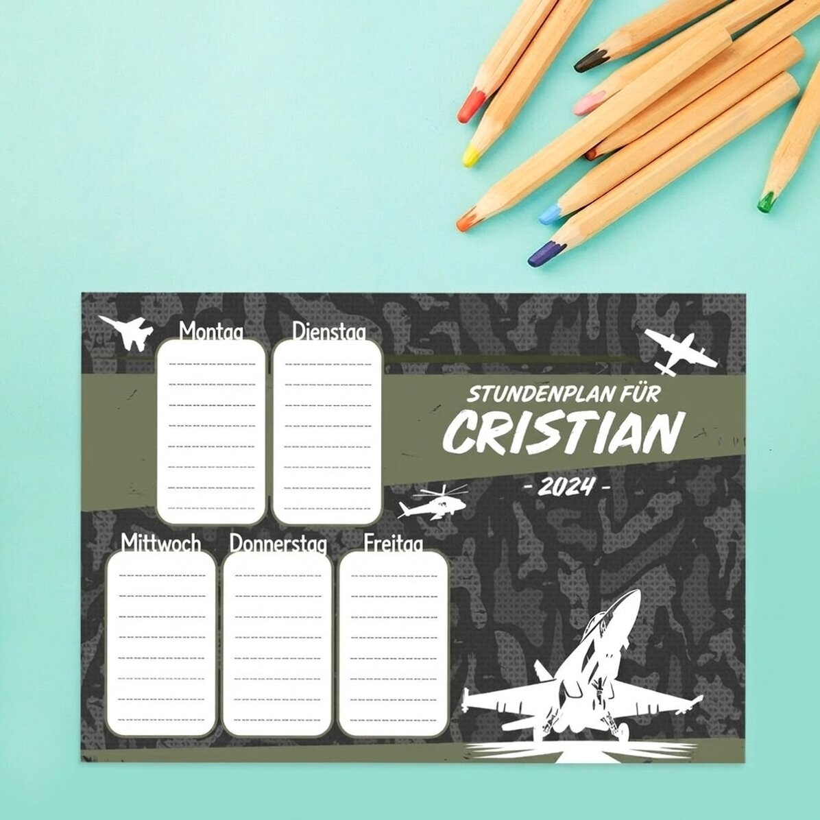 Individueller Stundenplan mit Text – Ich werde Pilot!