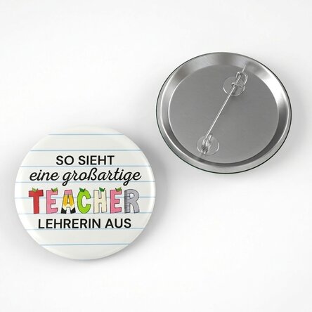 Personalisiertes Button mit Botschaft – „Awesome teacher“