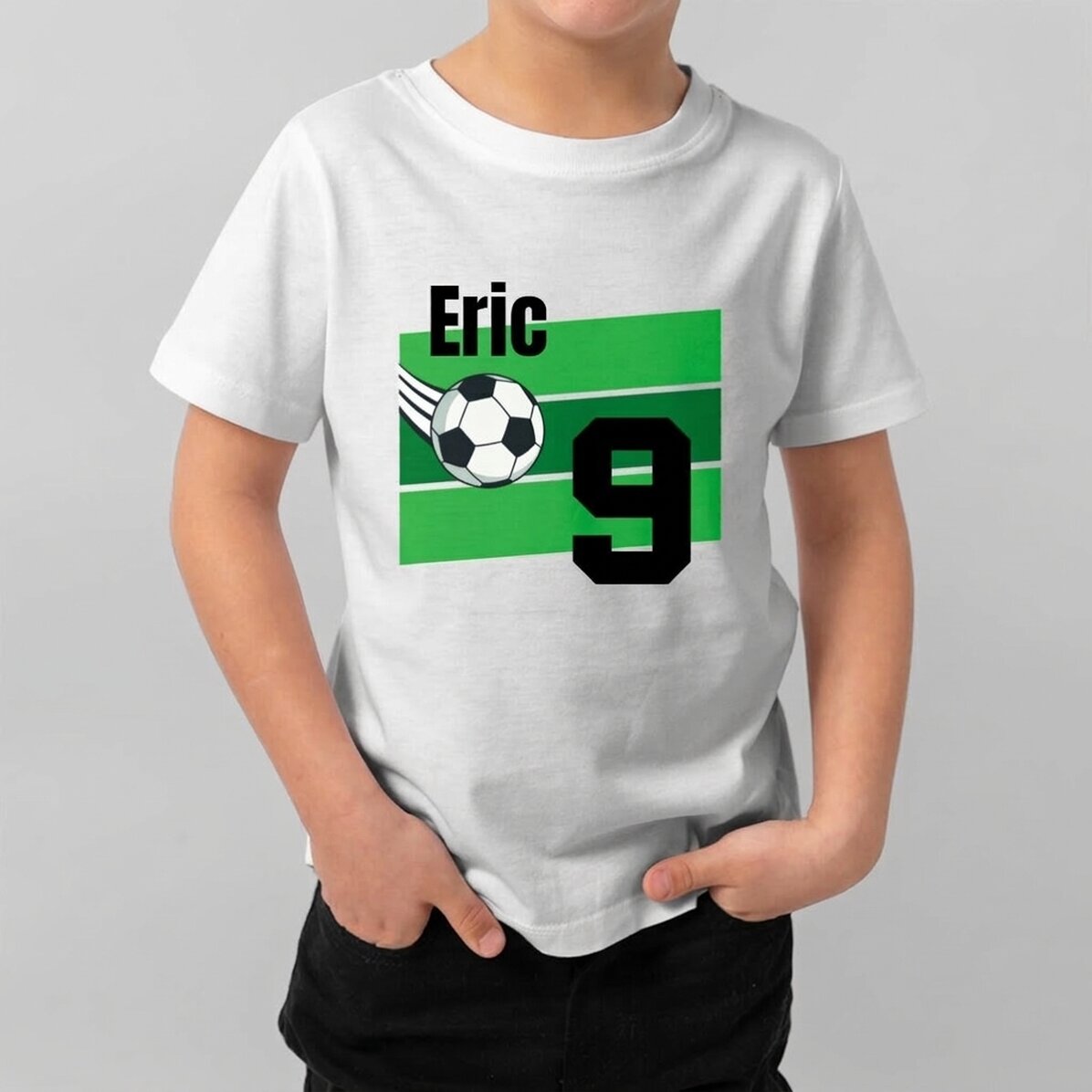 Personalisiertes Baumwoll-T-Shirt für Kinder mit Aufdruck – Fußball