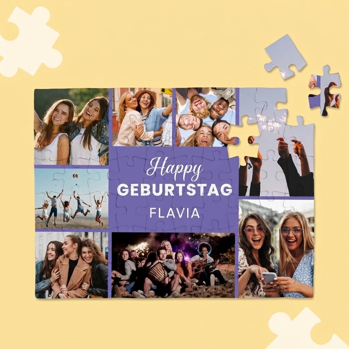 Individuell gestaltetes Puzzle mit 8 Fotos und Text
