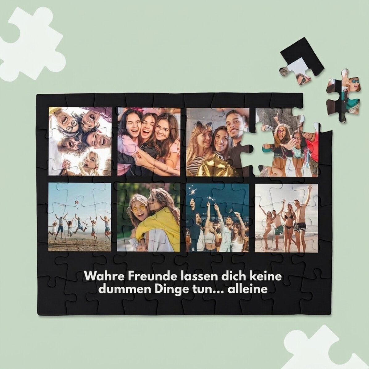 Individuell gestaltetes Puzzle mit 8 Fotos und Text