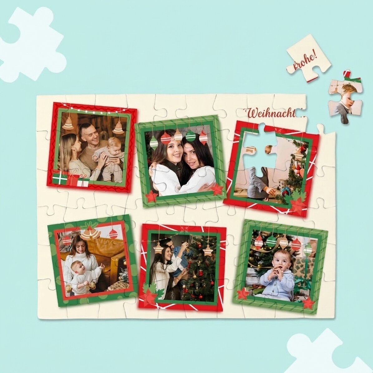 Individuell gestaltetes Puzzle mit 6 Fotos – Weihnachtserinnerungen