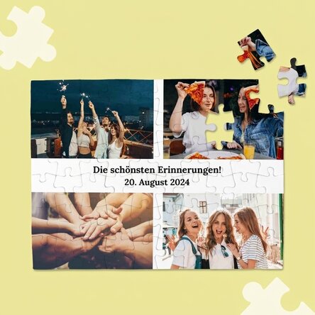 Individuell gestaltetes Puzzle mit 4 Fotos und Text – Die schönsten Erinnerungen