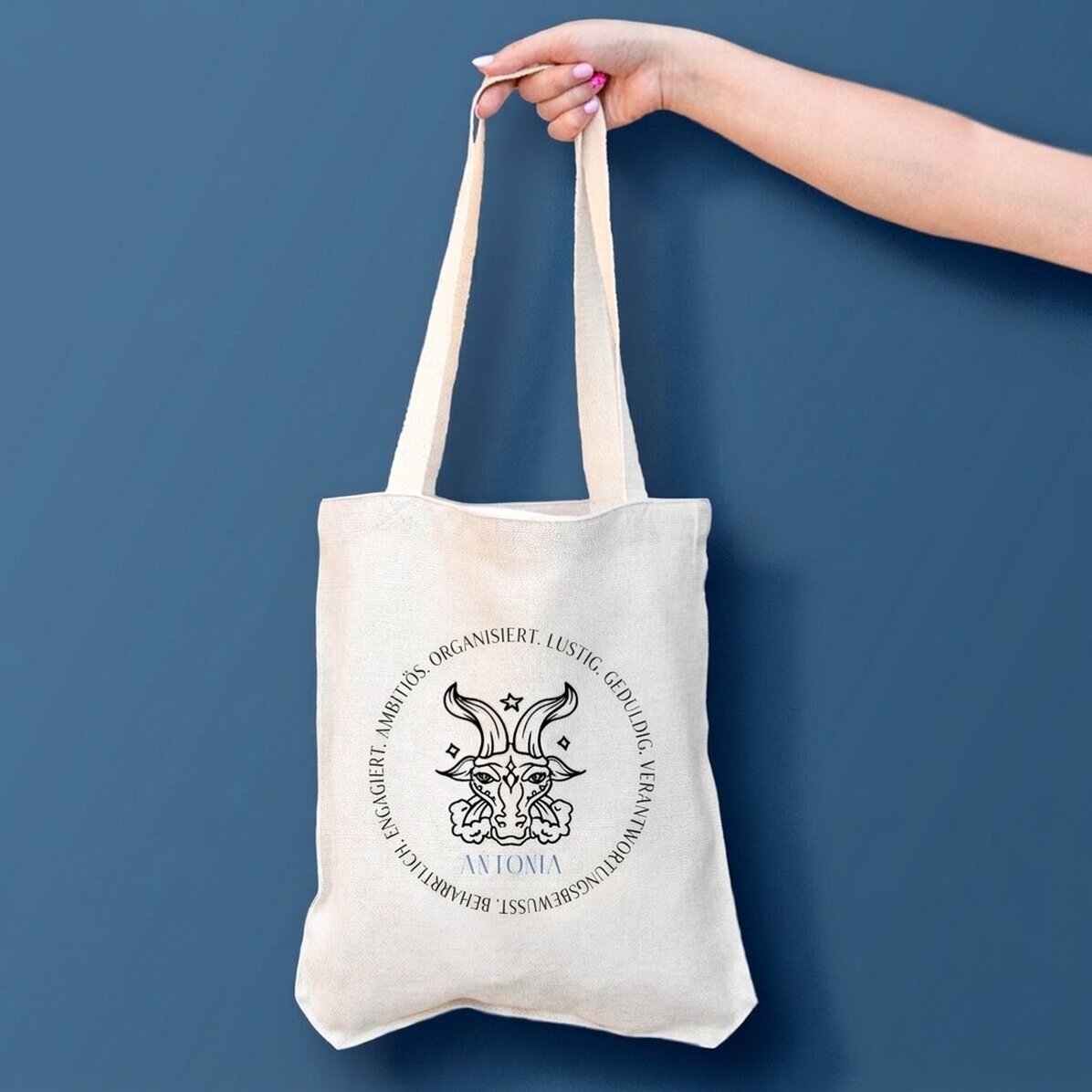 Personalisierte Tasche mit Text – Sternzeichen Steinbock