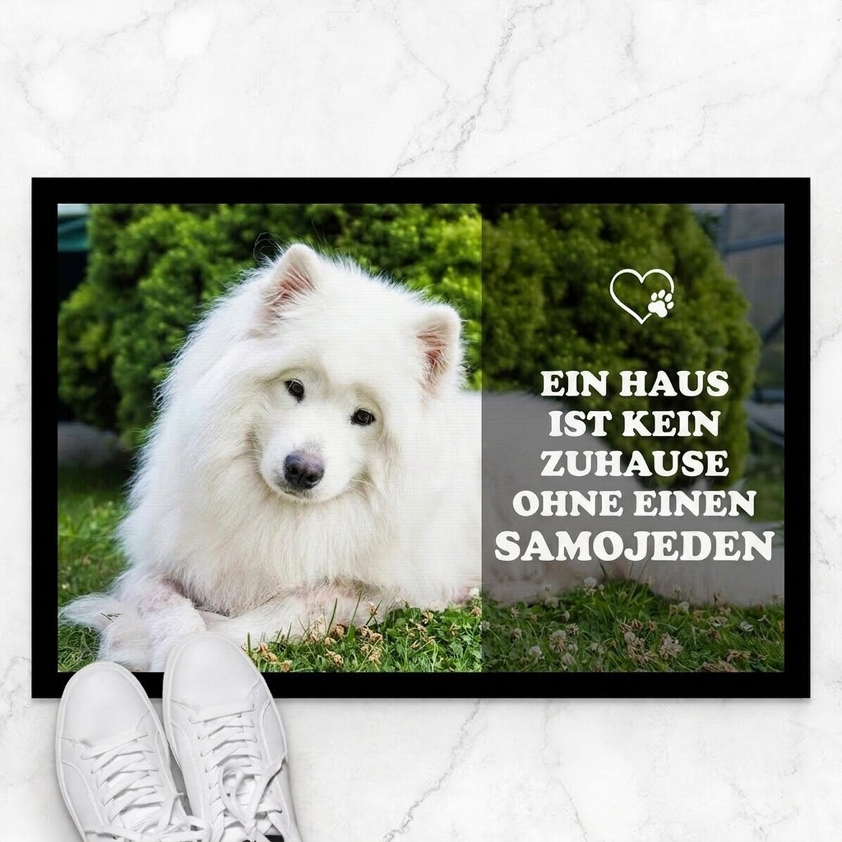 Individuell gestaltete Fußmatte mit Foto und Text – Vierbeiniger Freund