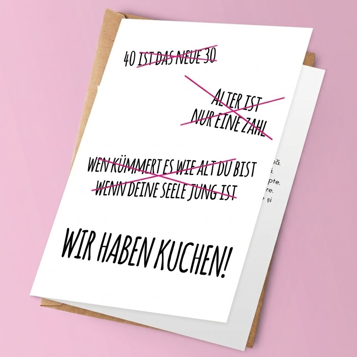 Personalisierte Grußkarte mit Text – WIR HABEN EINE TORTE!