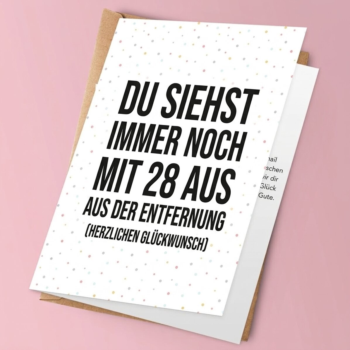 Personalisierte Grußkarte mit Text – Du siehst immer noch gut aus … aus der Ferne