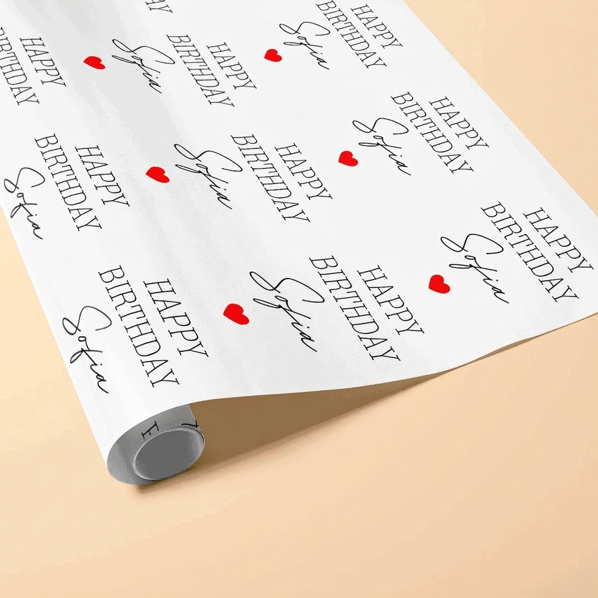 Individuell gestaltetes Geschenkpapier mit Text – Schlicht