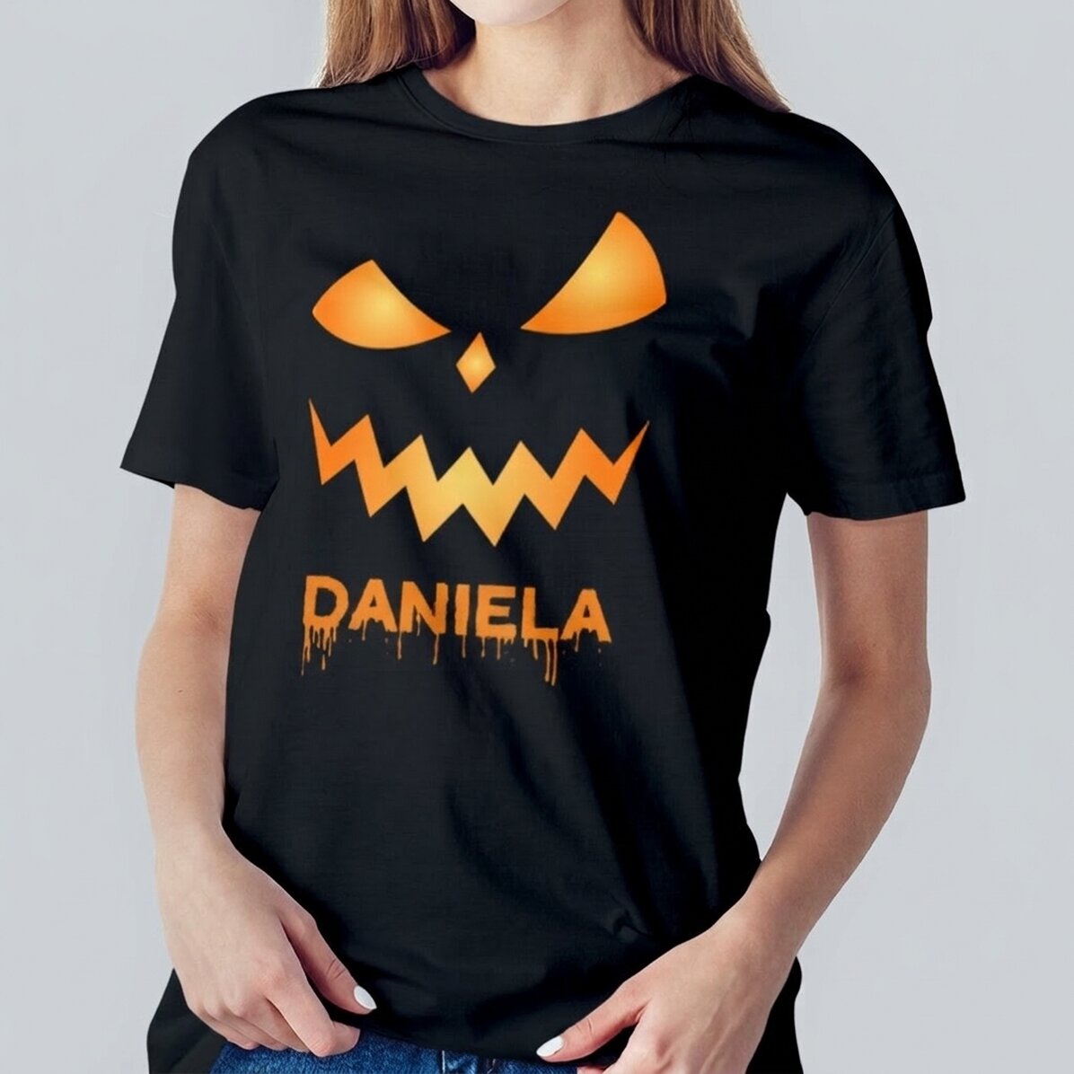 Personalisiertes Baumwoll-T-Shirt mit Namen – Scary