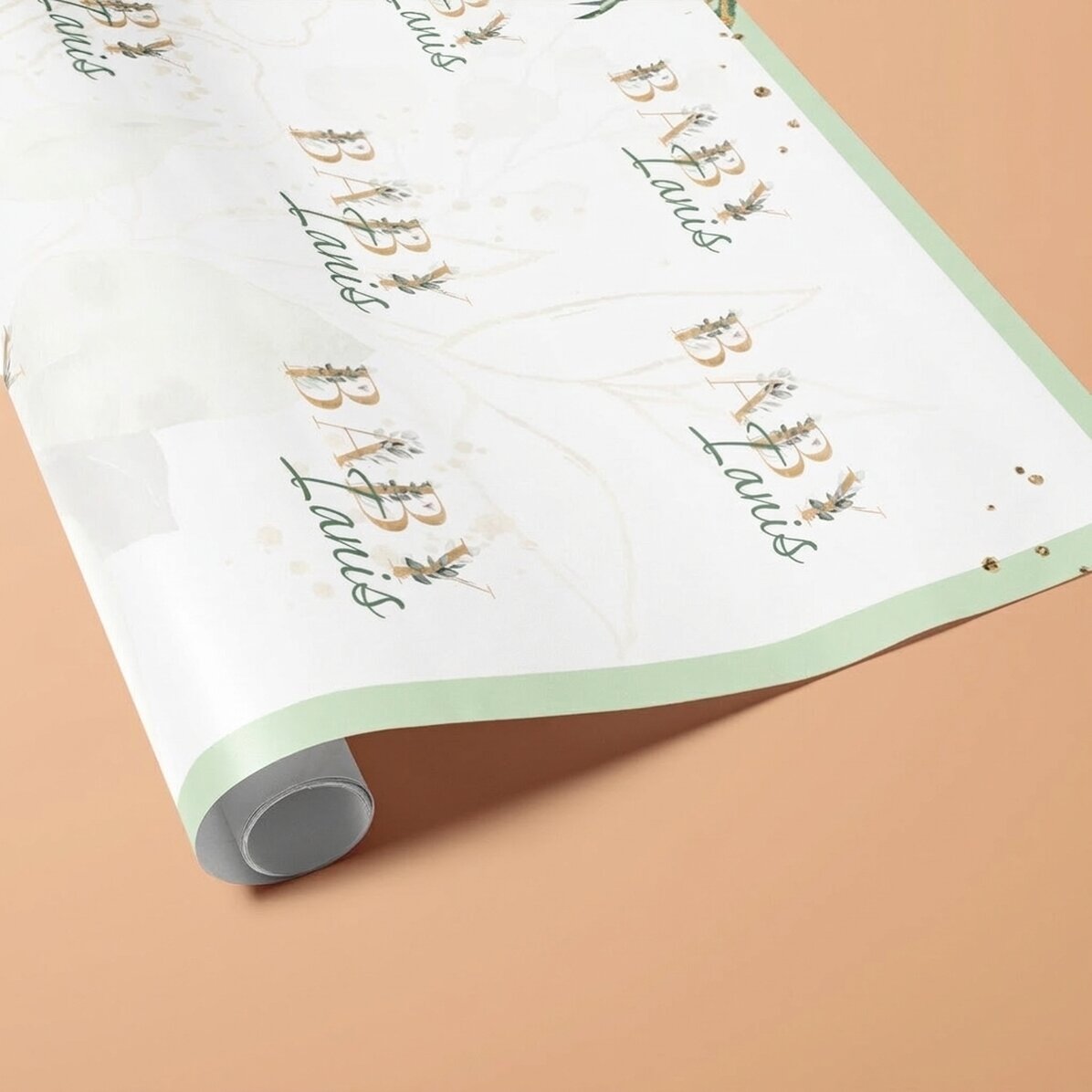 Individuell gestaltetes Geschenkpapier mit Text – Baby